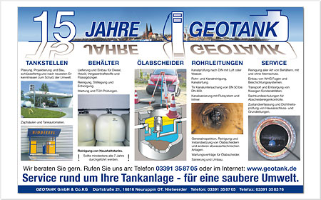 <span style="font-weight: bold">Zeitungsanzeige für die Firma geotank</span><br />Entwurf: Tomas Kerwitz, Fotos: geotank<br />&nbsp;